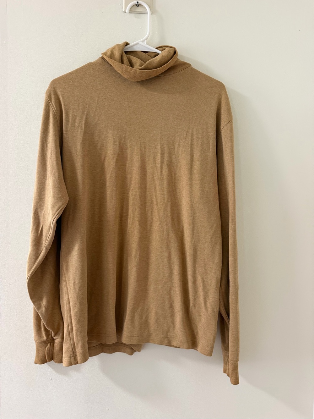 Lands' End Turtleneck Sweater Mens M Tan Good Lightweight Cotton Blend 0412